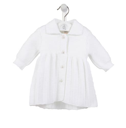 Knitted Baby Coat with Pearl Buttons