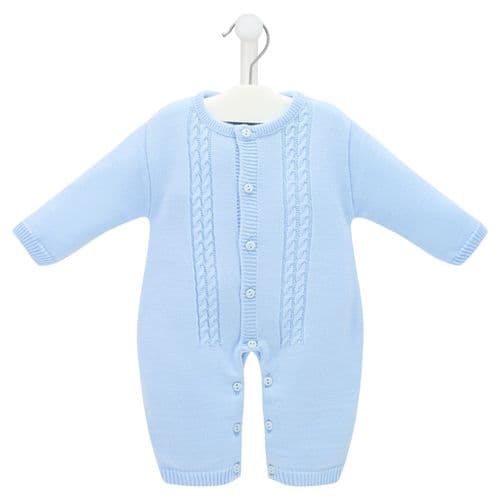 Blue Cable Knit Footless Coverall