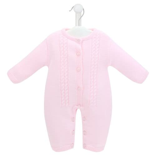 Pink Knitted Footless Coverall – Baby Girl