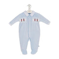 Little Soldier Smocked Velour Sleepsuit