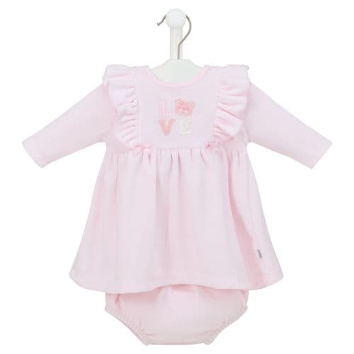 Pink Velour Dress & Knickers Set