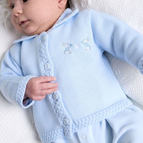 Blue Knitted Bunny & Star Cardigan