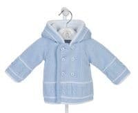Sky Blue & White Hooded Knitted Jacket