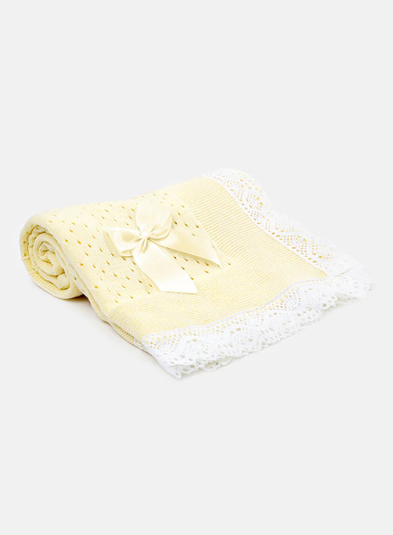 Baby Open Dot Knitted Spanish Blanket with Bow