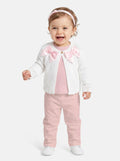White Cardigan with Pink Bow Detail