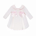 Baby Pink Waffle Dress with Satin Bows