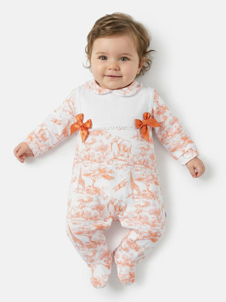 Safari Style Baby Girl Babygrow with Bows
