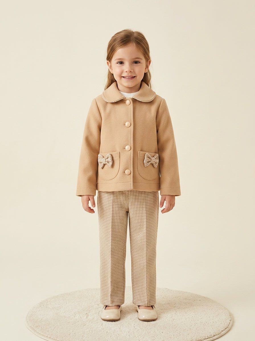 Visara Girls 3-Piece Trouser Set with Bow Jacket