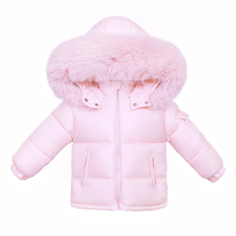 Girls' Pink Fur Hooded Coat